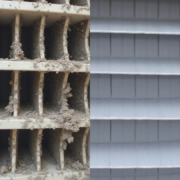 Aircond evaporator coil before and after chemical wash by ML Solution in Seksyen 18