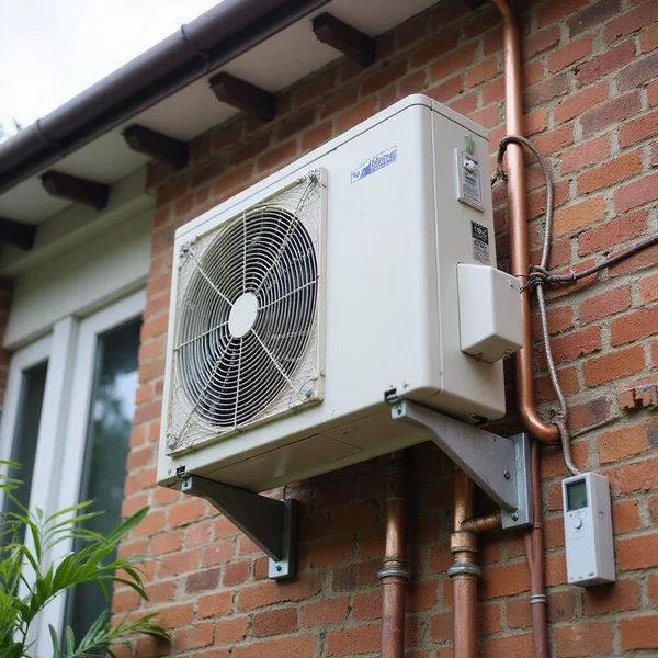 Outdoor condenser unit mounted on wall bracket at a Shah Alam residential property